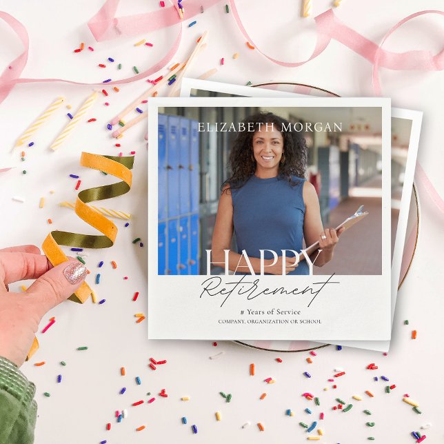 Guardanapo De Papel Foto personalizada: Partido de Aposentação Feliz M (Custom Photo Modern Happy Retirement Party Napkins)
