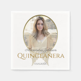 Guardanapo De Papel Foto Quinceanera 15 Birthday Dourada Butterfly