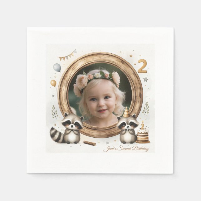 Guardanapo De Papel Foto Raccoon para Festas de aniversário para crian (Frente)