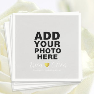 Guardanapo De Papel Foto Romântica de Casamento Negro e Branco