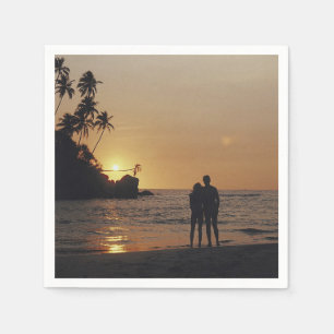 Guardanapo De Papel Foto Silhouette de Casamento de Praia