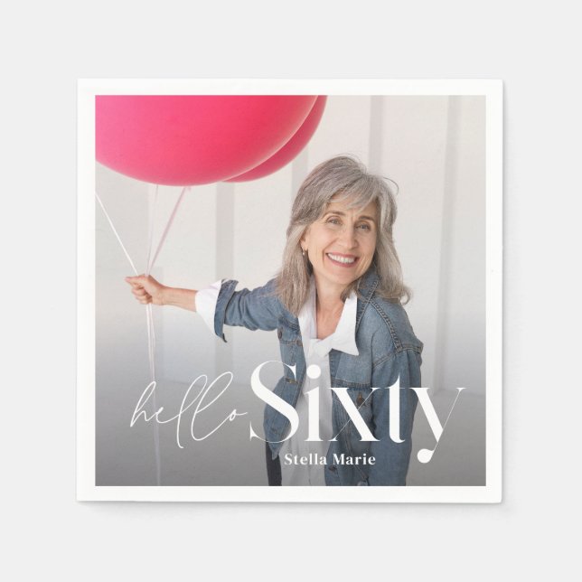 Guardanapo De Papel Fotografia mínima moderna do 60º aniversário (Frente)