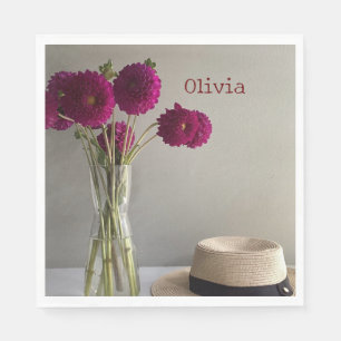 Guardanapo De Papel Fotografia Original bonito Dahlia +Nome Personaliz