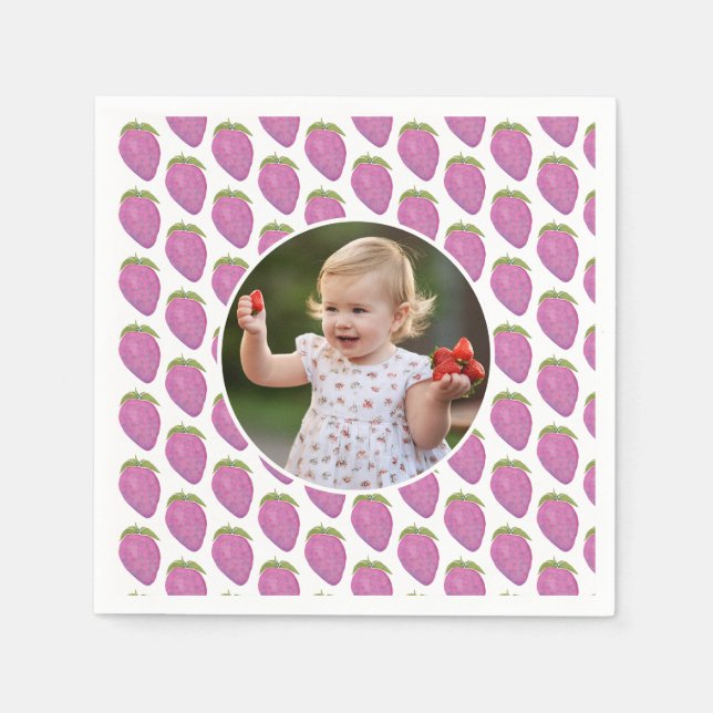 Guardanapo De Papel Fotografia personalizada cor-de-rosa Berry First F (Frente)