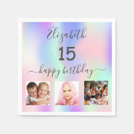 Guardanapo De Papel Fotografia roxa rosa do partido Quinceanera