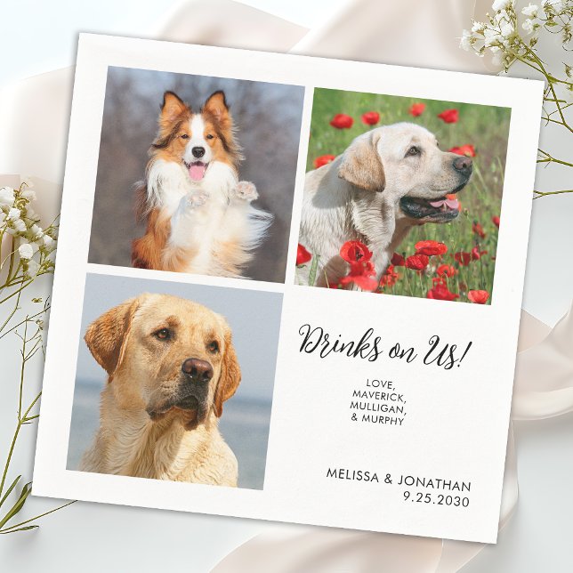 Guardanapo De Papel Fotografias Únicas Bebidas No Casamento De Cachorr (Criador carregado)