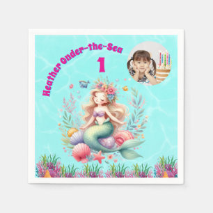 Guardanapo De Papel Fotos de aniversário de 1 ano da Sereia Mágica Sub