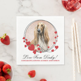 Guardanapo De Papel Fotos de casamento do cão de coração vermelho afeg
