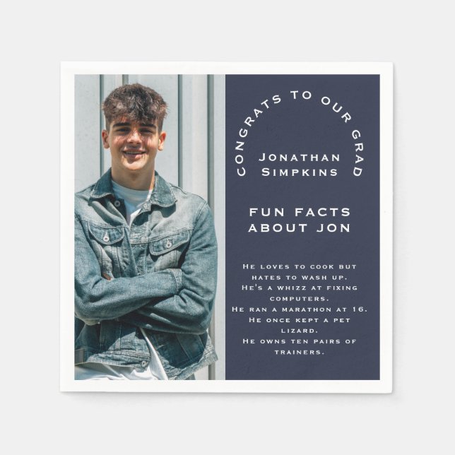 Guardanapo De Papel Fotos Fatos Divertidos Festa de Graduação Masculin (Frente)