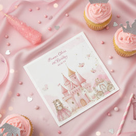 Guardanapo De Papel Four Ever Princess Unicorn pink 4th Birthday Party