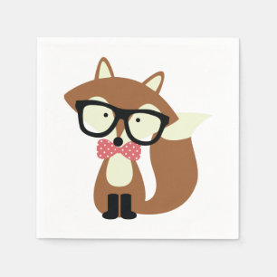 Guardanapo De Papel Fox de Brown do laço e do hipster dos vidros