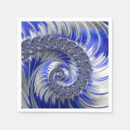 Guardanapo De Papel Fractal Espiral Branco da Cinza Azul Moderna