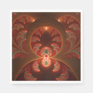 Guardanapo De Papel Fractal vermelho-laranja abstrato moderno e lumino