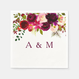 Guardanapo De Papel Fragmento de Recepção de casamento Red Floral Boho