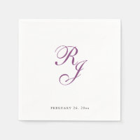 Framboesa Chic Monograma Casamento Napkins