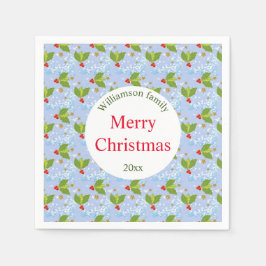 Guardanapo De Papel Framboesas e folhas Molho Feliz Natal