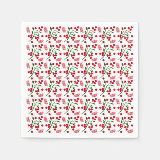 Guardanapo De Papel Framboesas festivas e padrão das folhas