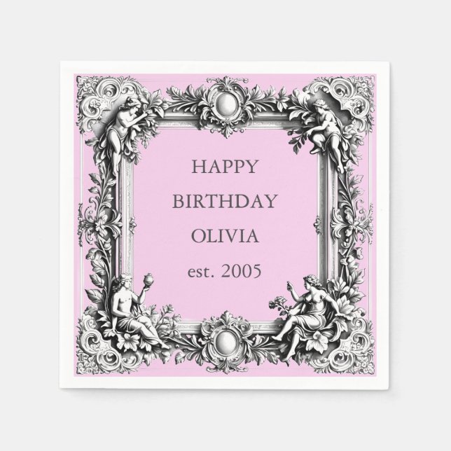 Guardanapo De Papel Frame de Rolagem Vitoriano Personalizado Napkin -  (Frente)