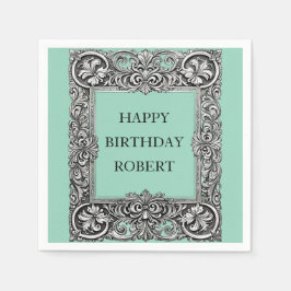 Guardanapo De Papel Frame de Rolagem Vitoriano Personalizado Napkin - 