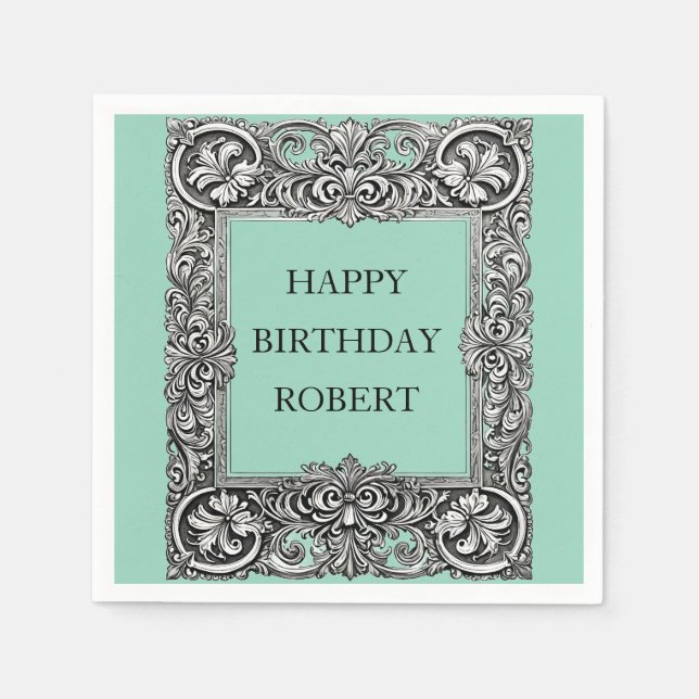 Guardanapo De Papel Frame de Rolagem Vitoriano Personalizado Napkin -  (Frente)