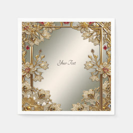 Guardanapo De Papel Frame Floral do Ornamentado Dourado Napkins