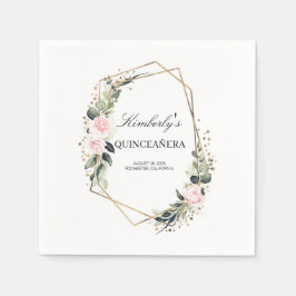 Guardanapo De Papel Frame Geométrico Dourado Quinceanera Aniversário