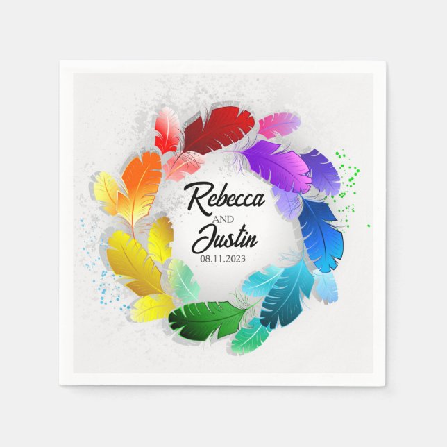 Guardanapo De Papel Frame Rainbow Feures Floral Modern Boho (Frente)