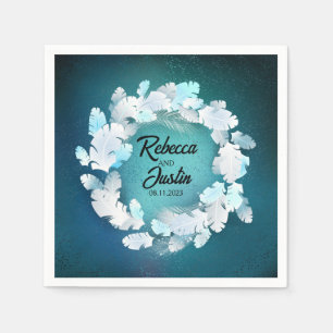 Guardanapo De Papel Frame White Feather Floral Modern Boho