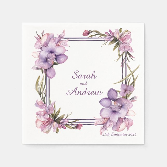 Guardanapo De Papel Framing Lilah Flower: Casamento Personalizado Napk (Frente)