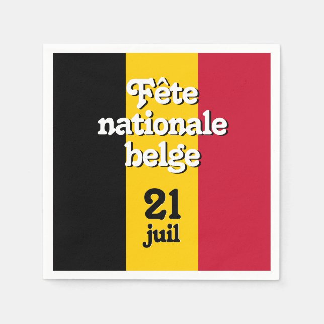 Guardanapo De Papel França Fête nationale belge Bandeira belga (Frente)