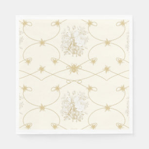 Guardanapo De Papel Franco Floral Elegante Abelha Ivory Dourado Decor