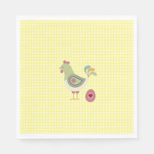 Guardanapo De Papel Frango Amarelo Gingham Bonito