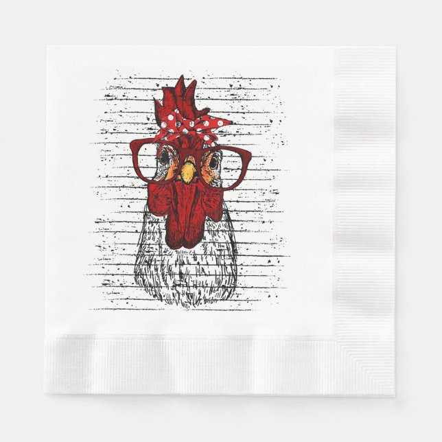 Guardanapo De Papel Frango com bandana e óculos fofo (Frente)
