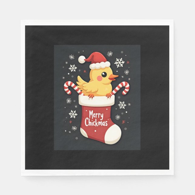 Guardanapo De Papel Frango de Natal feliz (Frente)