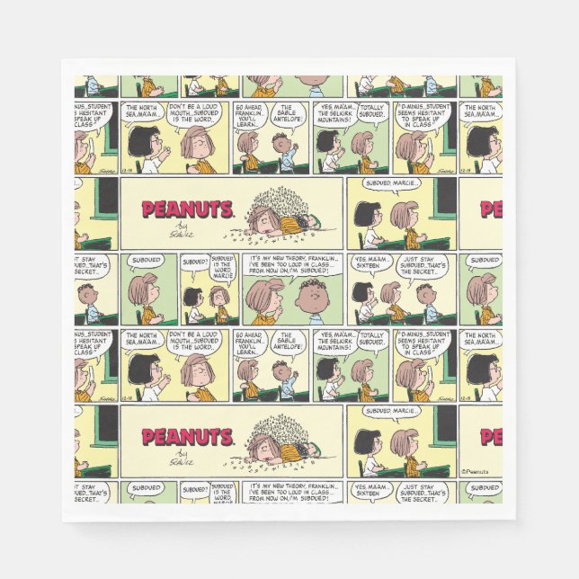 Guardanapo De Papel Franklin, Peppermint Patty & Marcie | Classe de Ma (Frente)