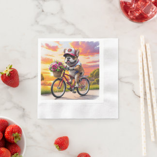 Guardanapo De Papel Französische Bulldogge Fahrrad French Bulldog