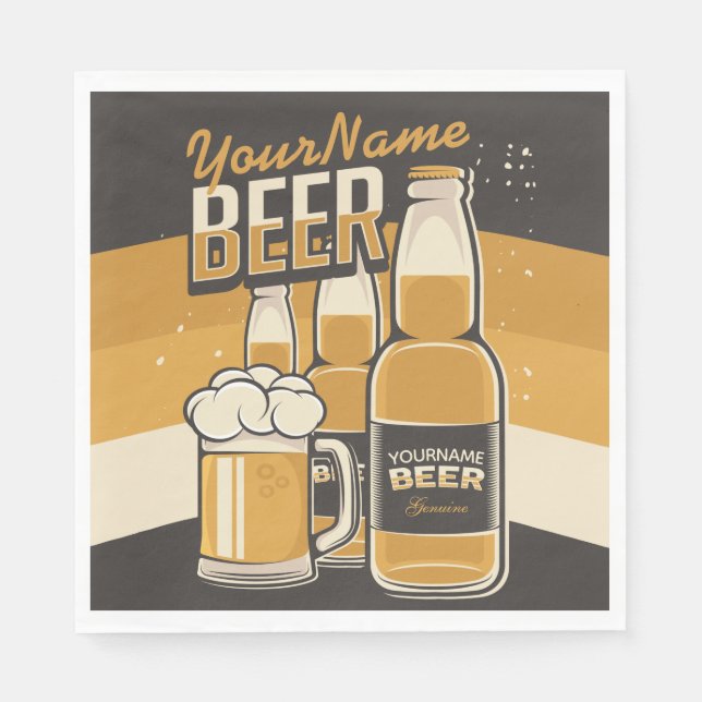 Guardanapo De Papel Frasco de Cerveja Personalizado Bar Repetitivo (Frente)