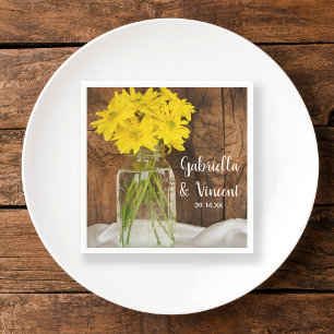 Guardanapo De Papel Frasco de pedreiro e casamento amarelo do celeiro
