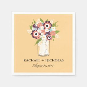 Guardanapo De Papel Frasco de pedreiro floral que Wedding