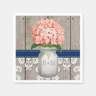 Guardanapo De Papel Frasco de pedreiro Monogrammed do Hydrangea dos