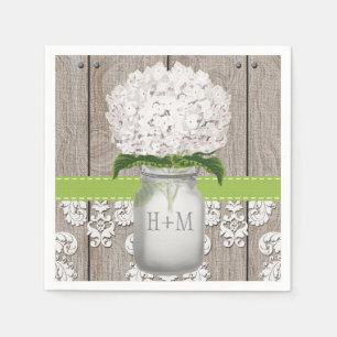 Guardanapo De Papel Frasco de pedreiro Monogrammed verde do Hydrangea