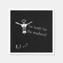 Guardanapo De Papel Frasco de vinho Corkscrew Pronto para o fim de sem