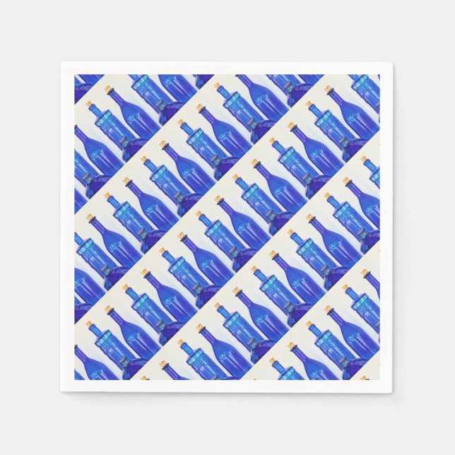 Guardanapo De Papel Frascos de vidro azuis (Frente)