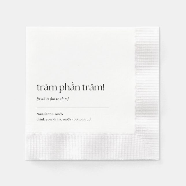 Guardanapo De Papel Frase Bebendo Vietnamita Diversão Cocktail Napkin 