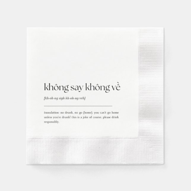 Guardanapo De Papel Frase Bebendo vietnamita divertida Cocktail Napkin (Frente)