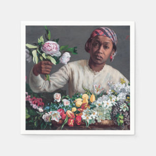 Guardanapo De Papel Frederic Bazille - Jovem Mulher com Peonias