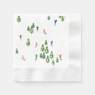 Guardanapo De Papel Freeride Alpino Skiers Skiki Skis Art Party