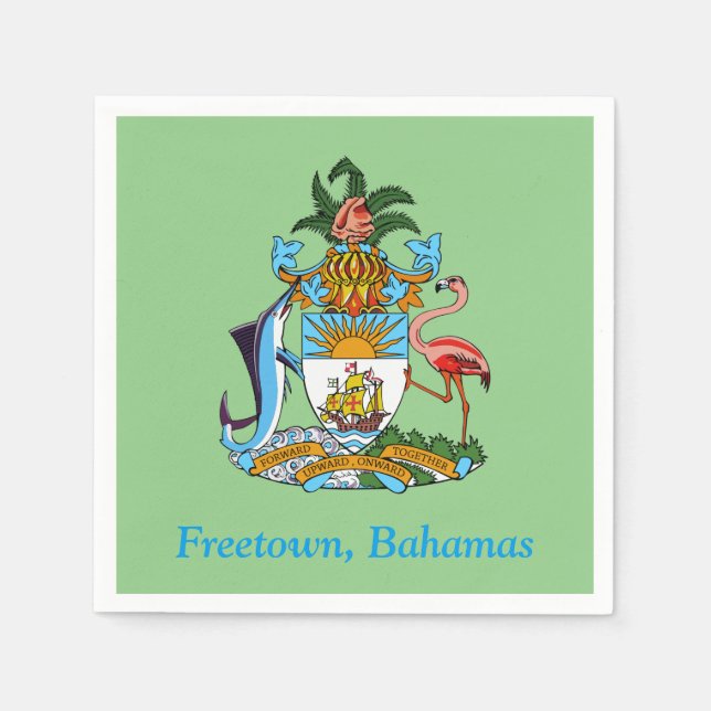 Guardanapo De Papel Freetown, Bahamas com Casaco de Armas (Eleuthera) (Frente)