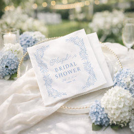 Guardanapo De Papel  French Blue Hydrangea Bridal Shower Napkin