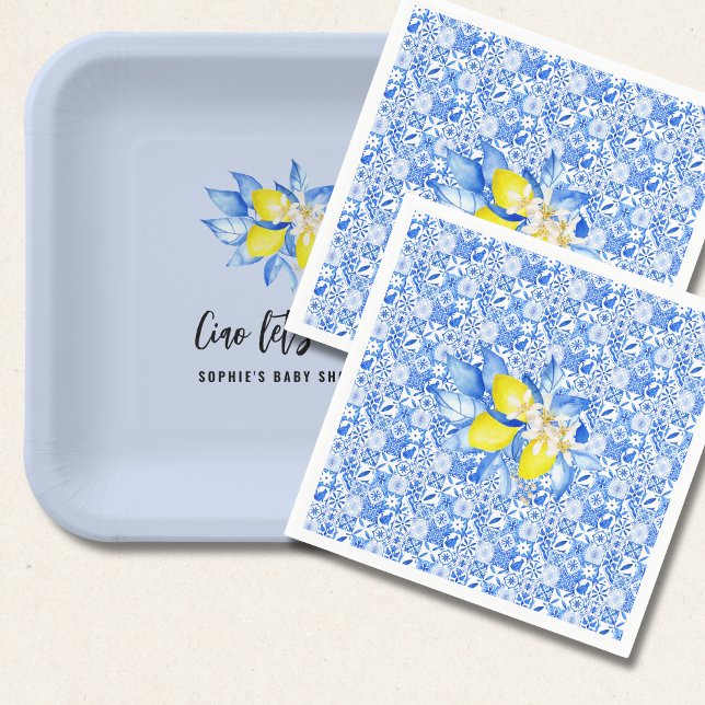 Guardanapo De Papel French Blue Tiles, Ciao Baby, Lemons  (Criador carregado)